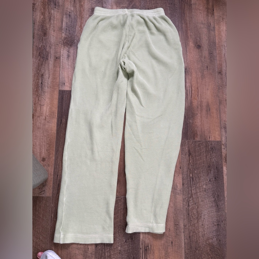 aerie light sage waffle knit pants - Picture 2 of 3